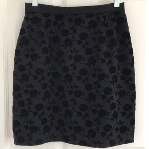 Cynthia Steffe Black skirt w/ velvet floral design